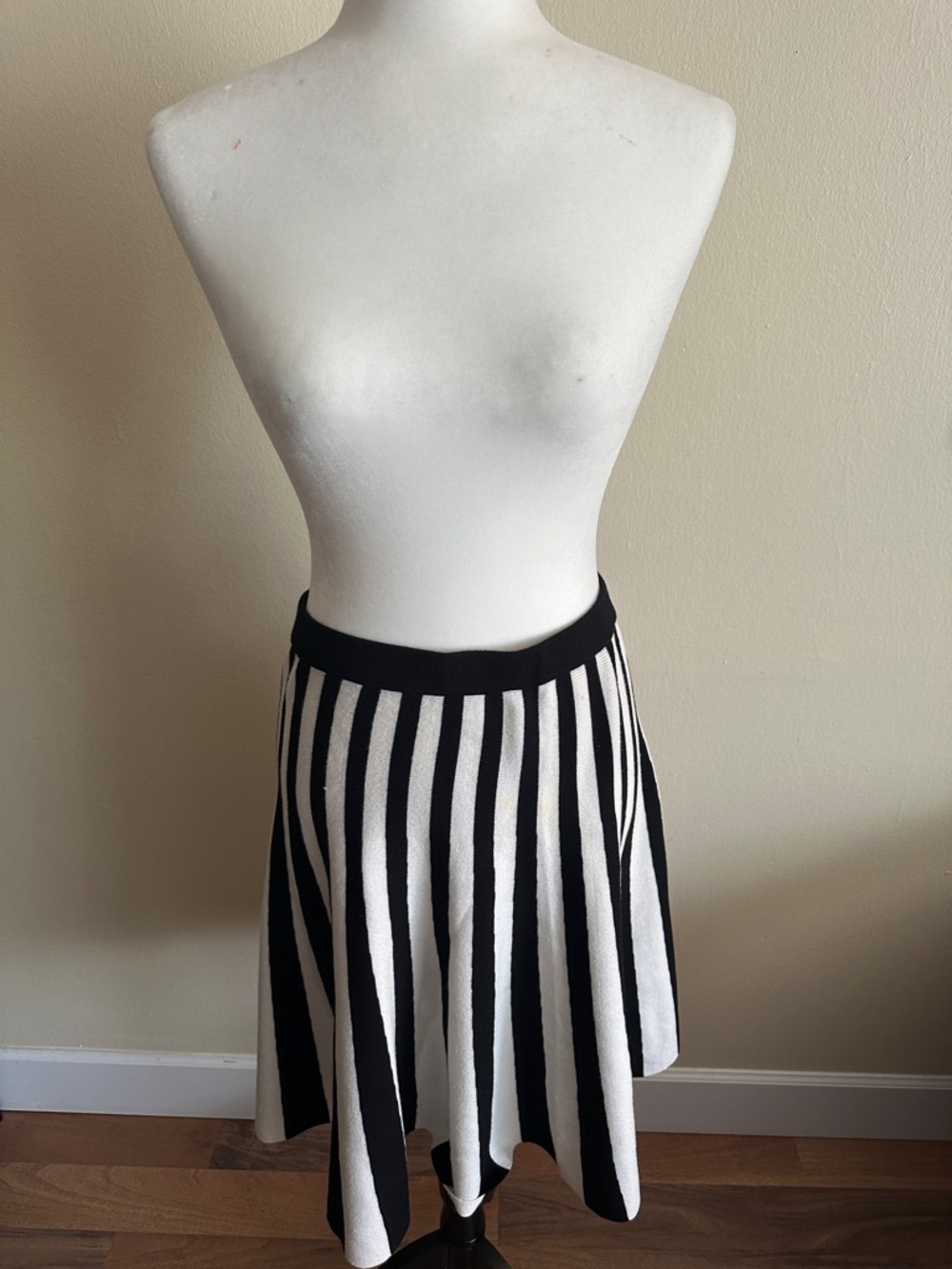 Premise Black and White Vertical Stripe Skater Skirt